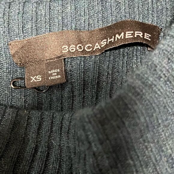 360 Cashmere Teal Cropped Ribbed Cashmere Sweater Sz XS - Picture 4 of 4